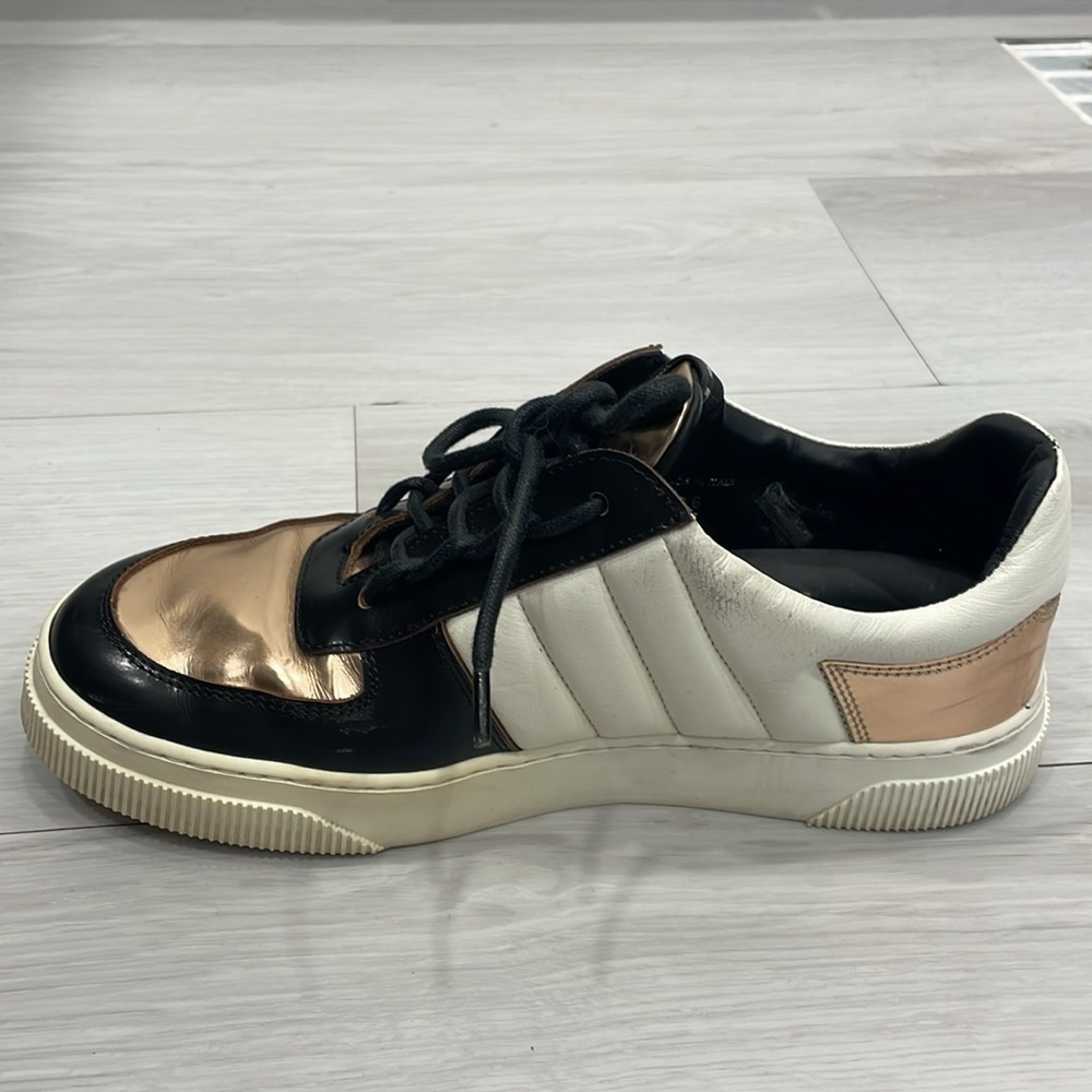 Proenza Schouler Black, Cream & Rose Gold Metallic Sneakers Size 36 - Picture 12 of 16